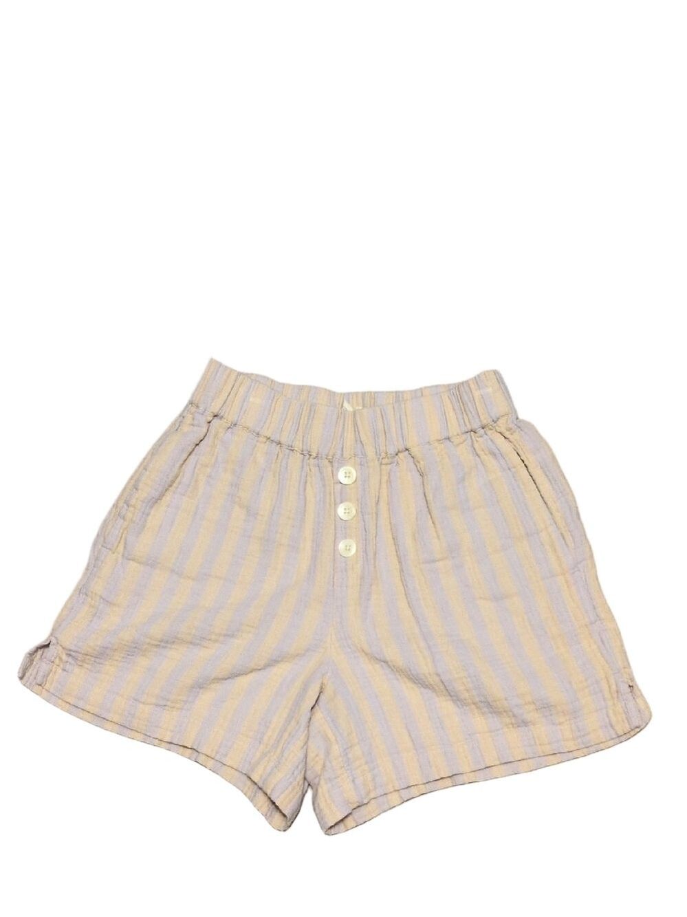 Madewell Gauze Shorts Stripe Buttons Crinkle Pullup Size XS